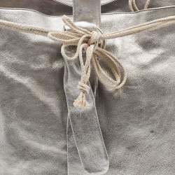 Marni Silver Leather Drawstring Shoulder Bag