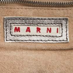 Marni Silver Leather Drawstring Shoulder Bag