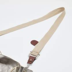 Marni Silver Leather Drawstring Shoulder Bag