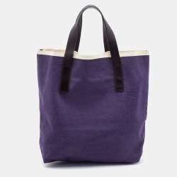 Pre Owned Marni Purple Canvas and Leather Tote