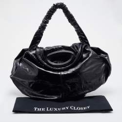 Pre Owned Marni Black Patent Leather Hobo