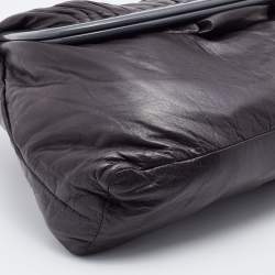 Marni Dark Brown/Black Leather Kiss Lock Satchel