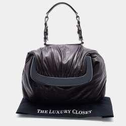 Marni Dark Brown/Black Leather Kiss Lock Satchel