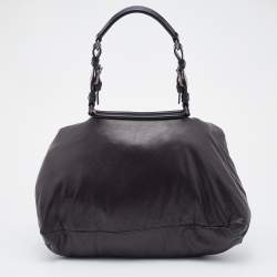 Marni Dark Brown/Black Leather Kiss Lock Satchel