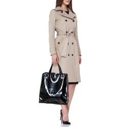 Pre Owned Marni Black/Brown Patent Leather Shopper Tote