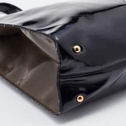 Pre Owned Marni Black/Brown Patent Leather Shopper Tote