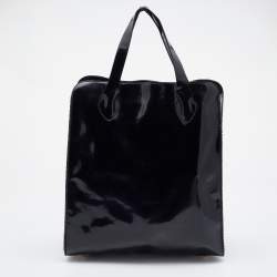 Pre Owned Marni Black/Brown Patent Leather Shopper Tote