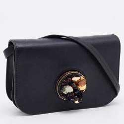 Pre Owned Marni Black Leather Embellished Shoulder Bag