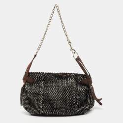 Marni Black/White Woven Wool Shoulder Bag