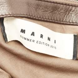 Marni Brown Leather Embellished Bucket Shoulder Bag