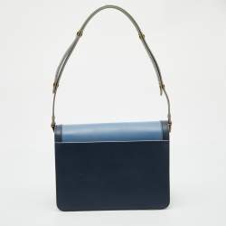 Pre Owned Marni Blue Leather Medium Flap Trunk Shoulder Bag