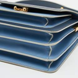 Pre Owned Marni Blue Leather Medium Flap Trunk Shoulder Bag