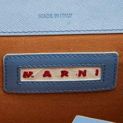 Pre Owned Marni Blue Leather Medium Flap Trunk Shoulder Bag