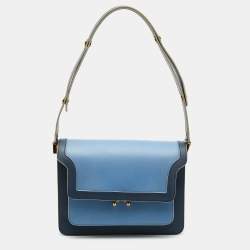 Pre Owned Marni Blue Leather Medium Flap Trunk Shoulder Bag