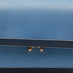 Pre Owned Marni Blue Leather Medium Flap Trunk Shoulder Bag