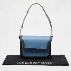 Pre Owned Marni Blue Leather Medium Flap Trunk Shoulder Bag
