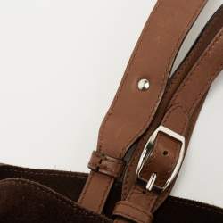 Marni Dark Brown Suede and Leather Lasercut Hobo