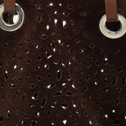 Marni Dark Brown Suede and Leather Lasercut Hobo