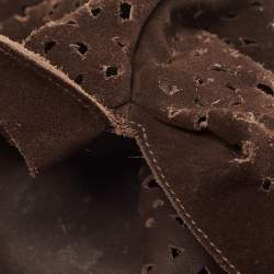 Marni Dark Brown Suede and Leather Lasercut Hobo
