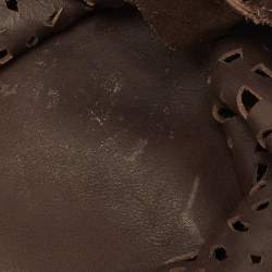 Marni Dark Brown Suede and Leather Lasercut Hobo