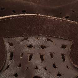 Marni Dark Brown Suede and Leather Lasercut Hobo