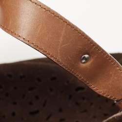 Marni Dark Brown Suede and Leather Lasercut Hobo