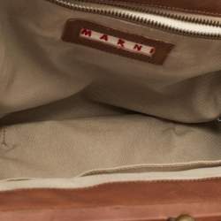 Pre Owned Marni Beige Jute Kisslock Frame Clutch