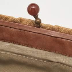 Pre Owned Marni Beige Jute Kisslock Frame Clutch