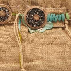 Pre Owned Marni Beige Jute Kisslock Frame Clutch