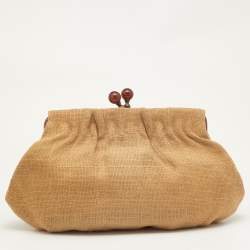 Pre Owned Marni Beige Jute Kisslock Frame Clutch