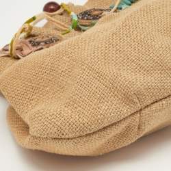 Pre Owned Marni Beige Jute Kisslock Frame Clutch