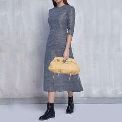 Pre Owned Marni Beige Jute Kisslock Frame Clutch