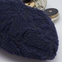Pre Owned Marni Navy Blue Embroidered Fabric Frame Embellished Clutch Bag