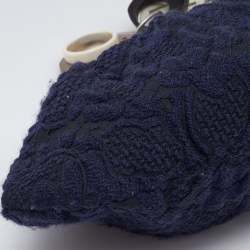 Pre Owned Marni Navy Blue Embroidered Fabric Frame Embellished Clutch Bag