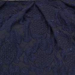 Pre Owned Marni Navy Blue Embroidered Fabric Frame Embellished Clutch Bag