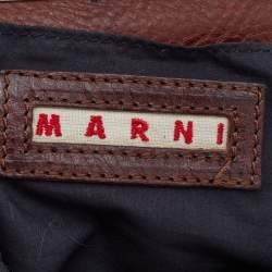 Pre Owned Marni Navy Blue Embroidered Fabric Frame Embellished Clutch Bag