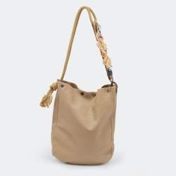 Pre Owned Marni Beige Leather Crystal Embellished Hobo