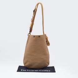 Pre Owned Marni Beige Leather Crystal Embellished Hobo