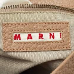 Pre Owned Marni Beige Leather Crystal Embellished Hobo