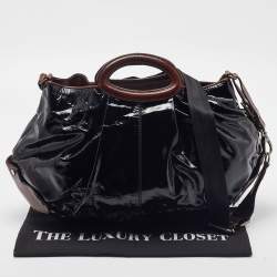 Pre Owned Marni Black/Brown Patent and Leather Tote