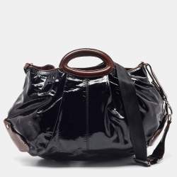 Pre Owned Marni Black/Brown Patent and Leather Tote