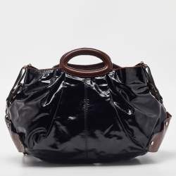 Pre Owned Marni Black/Brown Patent and Leather Tote