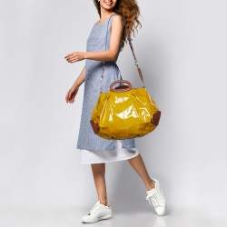 Pre Owned Marni Yellow/Brown Patent and Leather Balloon Hobo