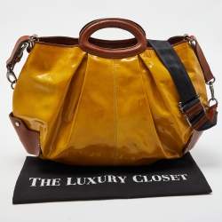 Pre Owned Marni Yellow/Brown Patent and Leather Balloon Hobo