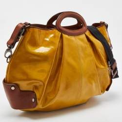 Pre Owned Marni Yellow/Brown Patent and Leather Balloon Hobo