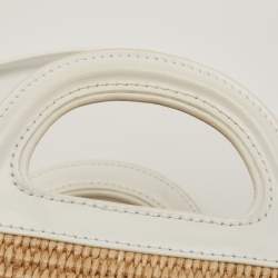 Pre Owned Marni White/Natural Raffia and Leather Small Tropicalia Tote