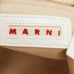 Pre Owned Marni White/Natural Raffia and Leather Small Tropicalia Tote