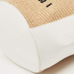 Pre Owned Marni White/Natural Raffia and Leather Small Tropicalia Tote