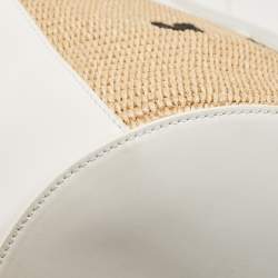 Pre Owned Marni White/Natural Raffia and Leather Small Tropicalia Tote