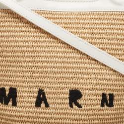 Pre Owned Marni White/Natural Raffia and Leather Small Tropicalia Tote